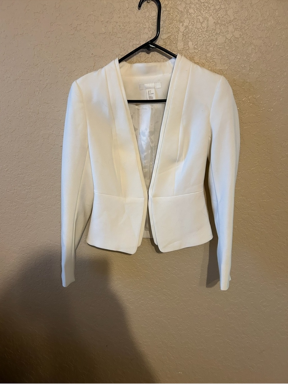 H&M Cropped White Open-Front Women's Blazer size 4